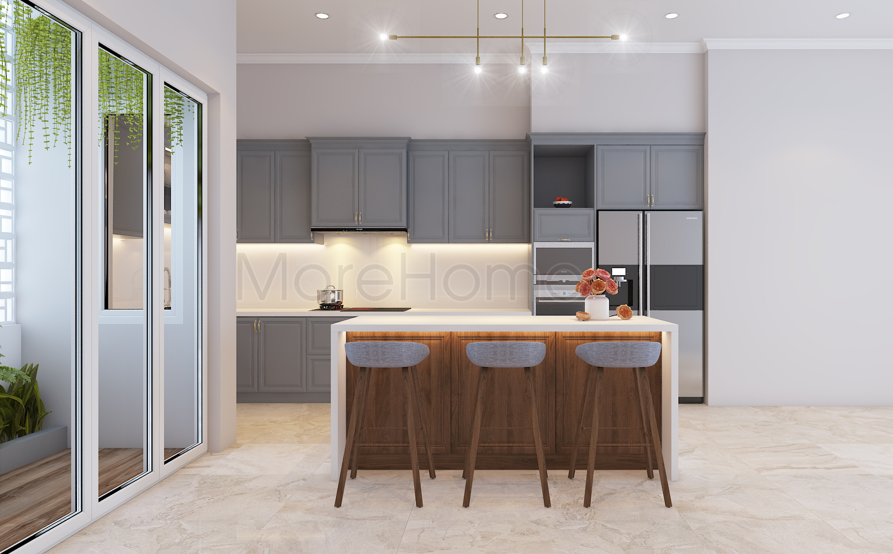 tủ bếp gỗ tự nhiên